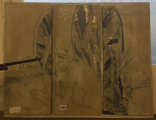 Pottery panelled figurative plaque